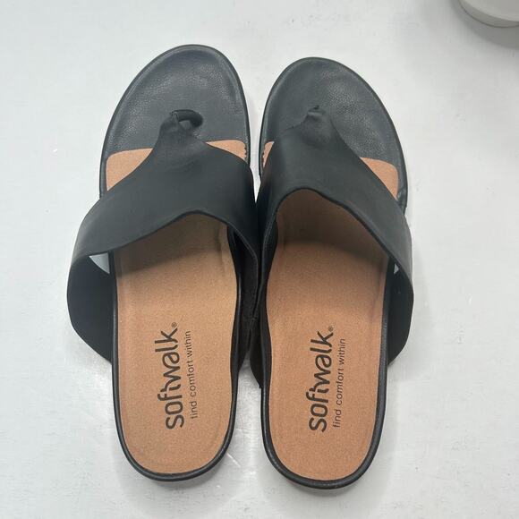 Softwalk Chandler Leather Thong Sandals Black S2306-001 Women's 12W NWOB - Picture 5 of 9